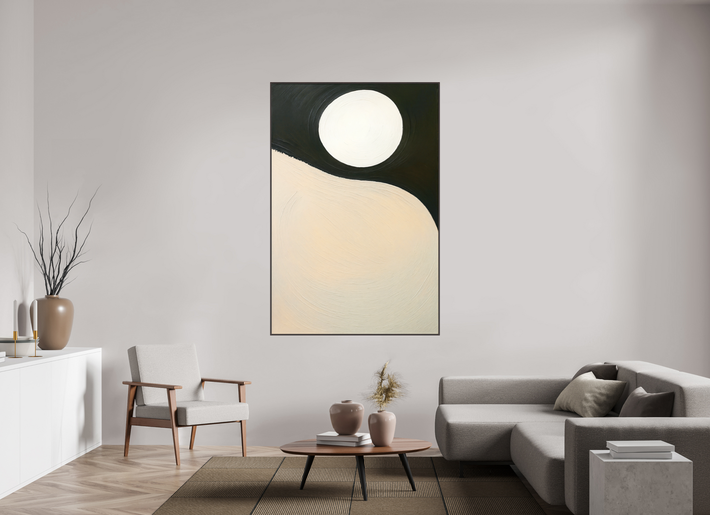 120 x 180 cm, Forex, gerahmt Erlenholz braun Lunar Balance