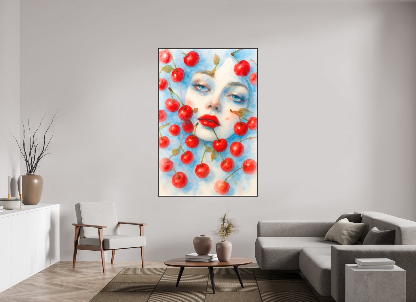 120 x 180 cm, Forex, gerahmt Erlenholz braun Cherry Dream