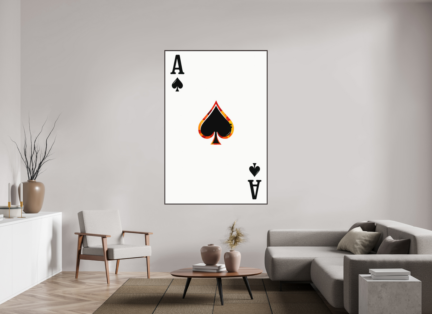 120 x 180 cm, Forex, gerahmt Erlenholz braun Flame Spade