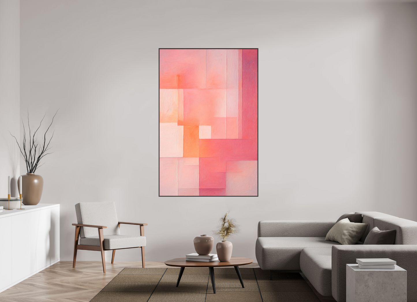 120 x 180 cm, Forex, gerahmt Erlenholz braun Peach Haze