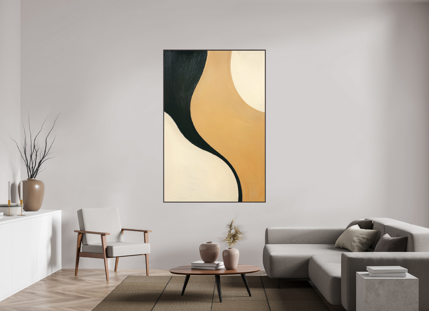 120 x 180 cm, Forex, gerahmt Erlenholz braun Trio Flow