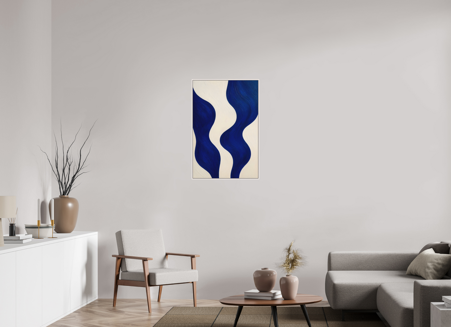 60 x 90 cm, Forex, gerahmt Ahornholz weiß Indigo Tides