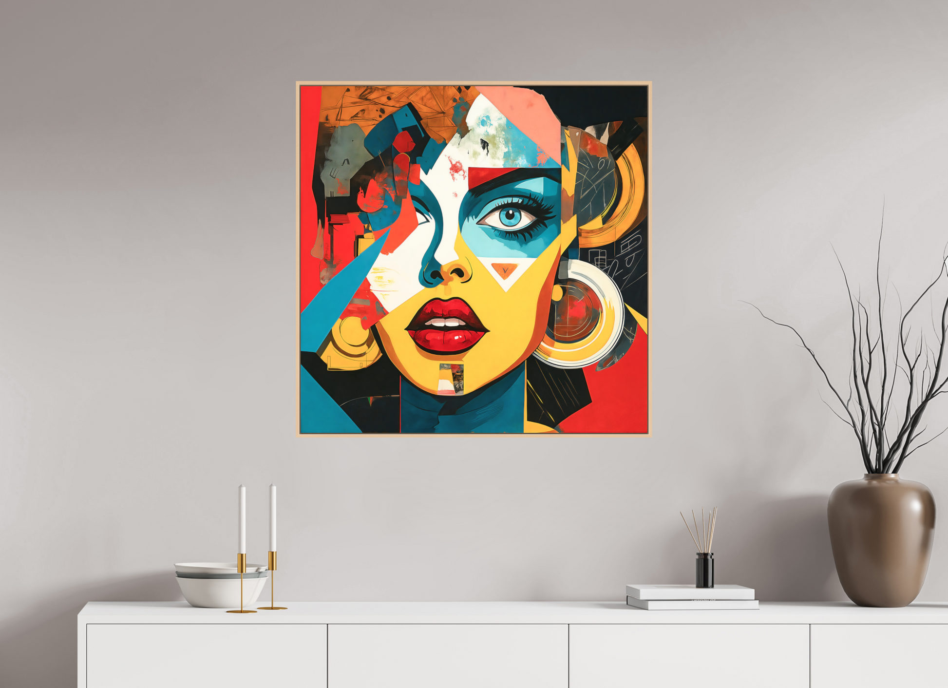 80 x 80 cm, Forex, gerahmt Ahornholz Natur Chromatic Muse