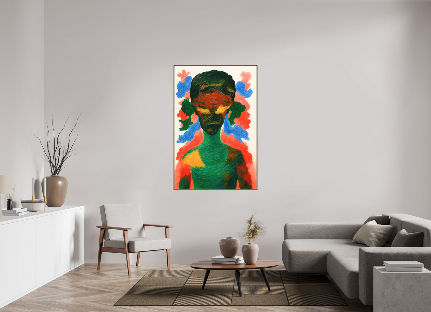 100 x 150 cm, Forex, gerahmt Nussbaumholz Aurora Figure Flow