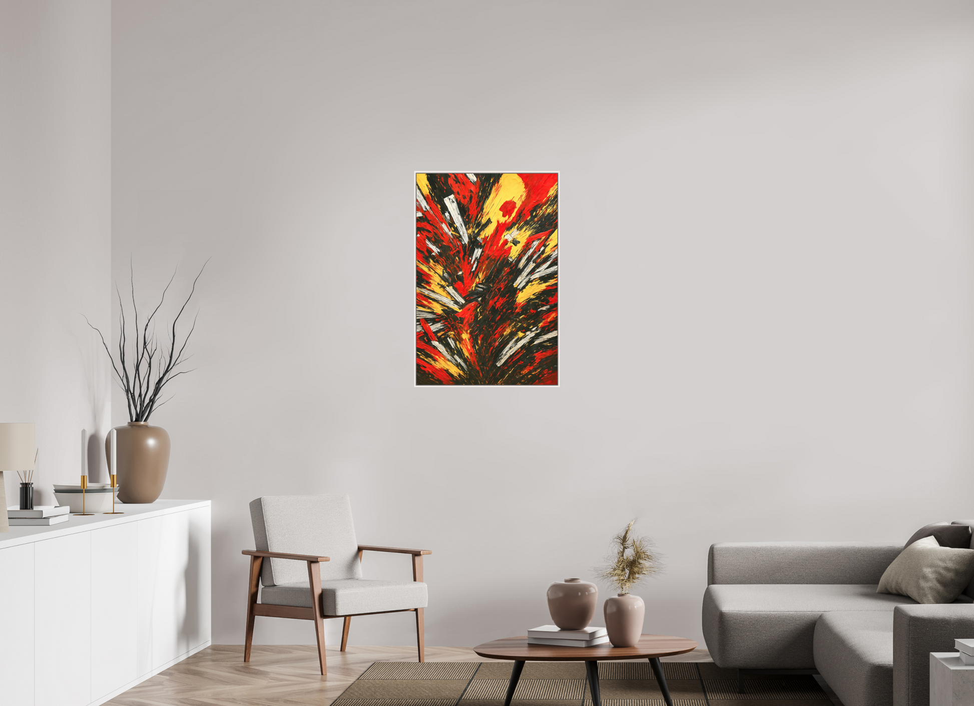 60 x 90 cm, Forex, gerahmt Ahornholz weiß Fiery Eruption