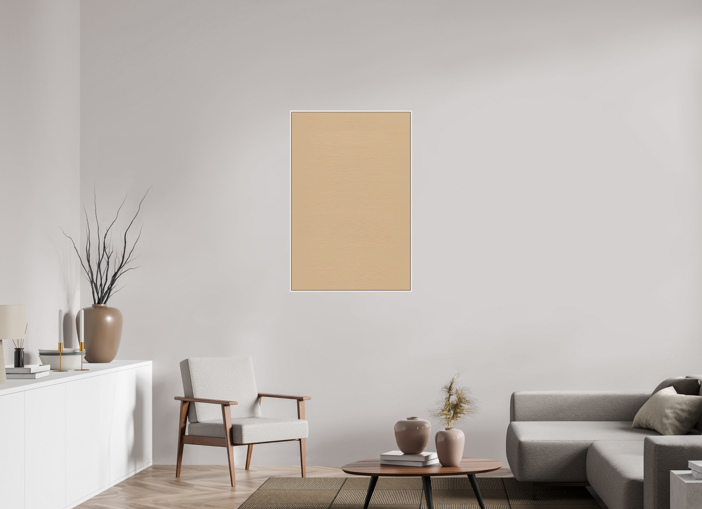 70 x 105 cm, Forex, gerahmt Ahornholz weiß Beige Horizon