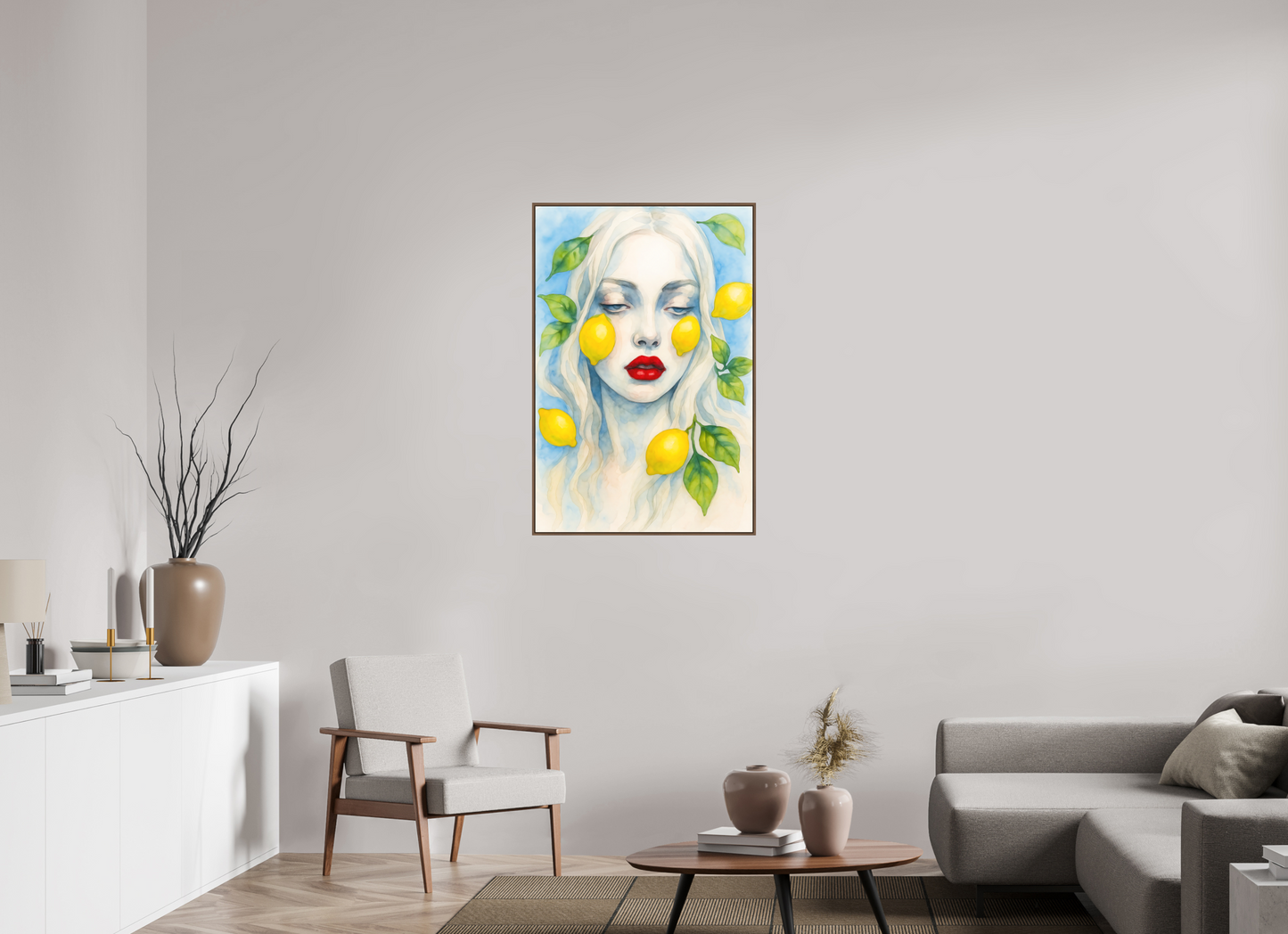 70 x 105 cm, Forex, gerahmt Nussbaumholz Lemon Serenity
