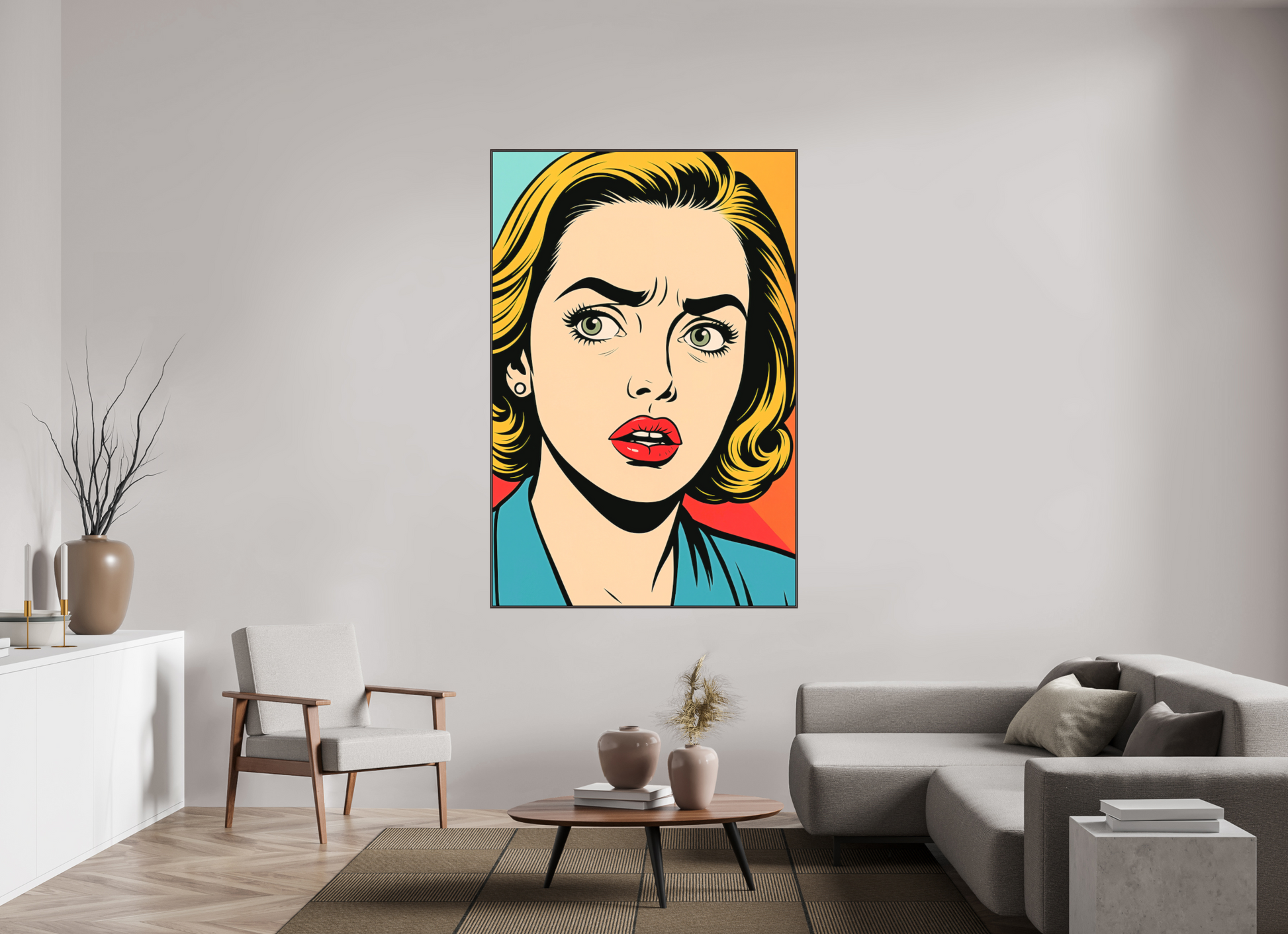 120 x 180 cm, Forex, gerahmt Erlenholz braun Teal Shock