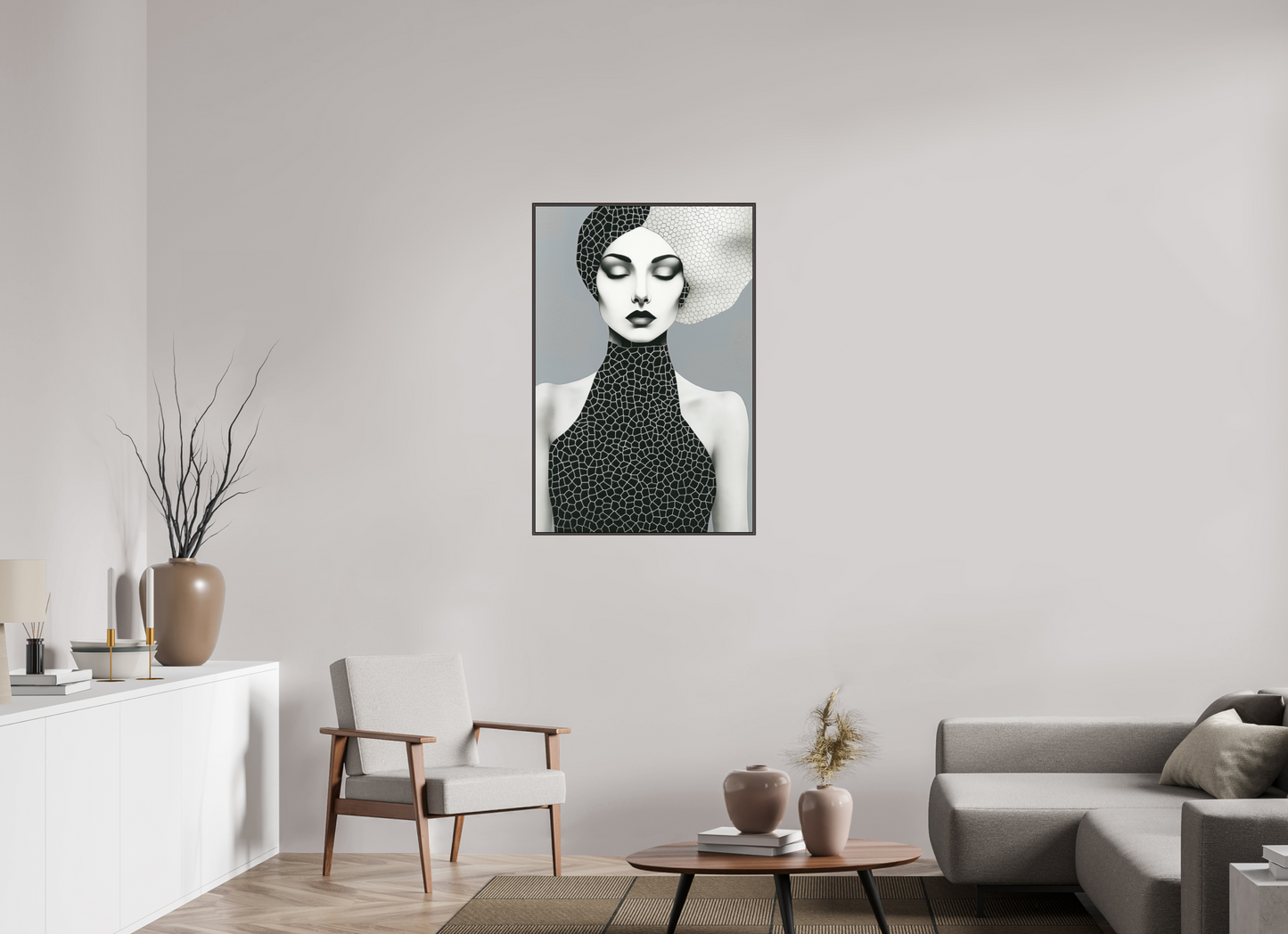 70 x 105 cm, Forex, gerahmt Erlenholz braun Mono Mosaic Muse