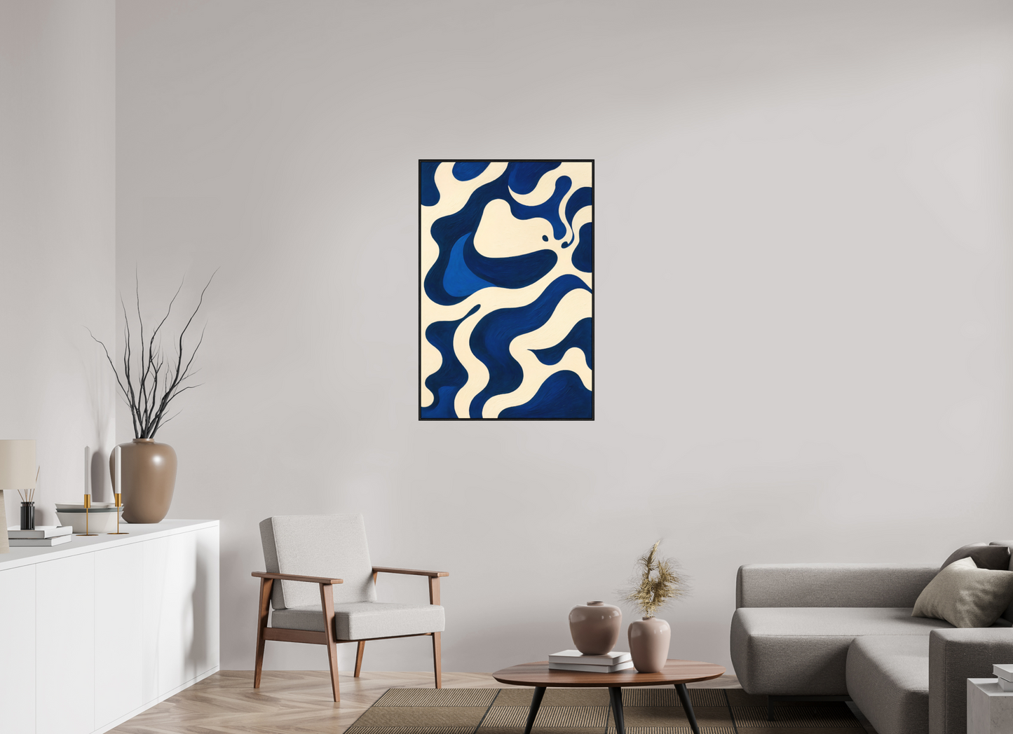 70 x 105 cm, Forex, gerahmt Eichenholz schwarz Navy Current