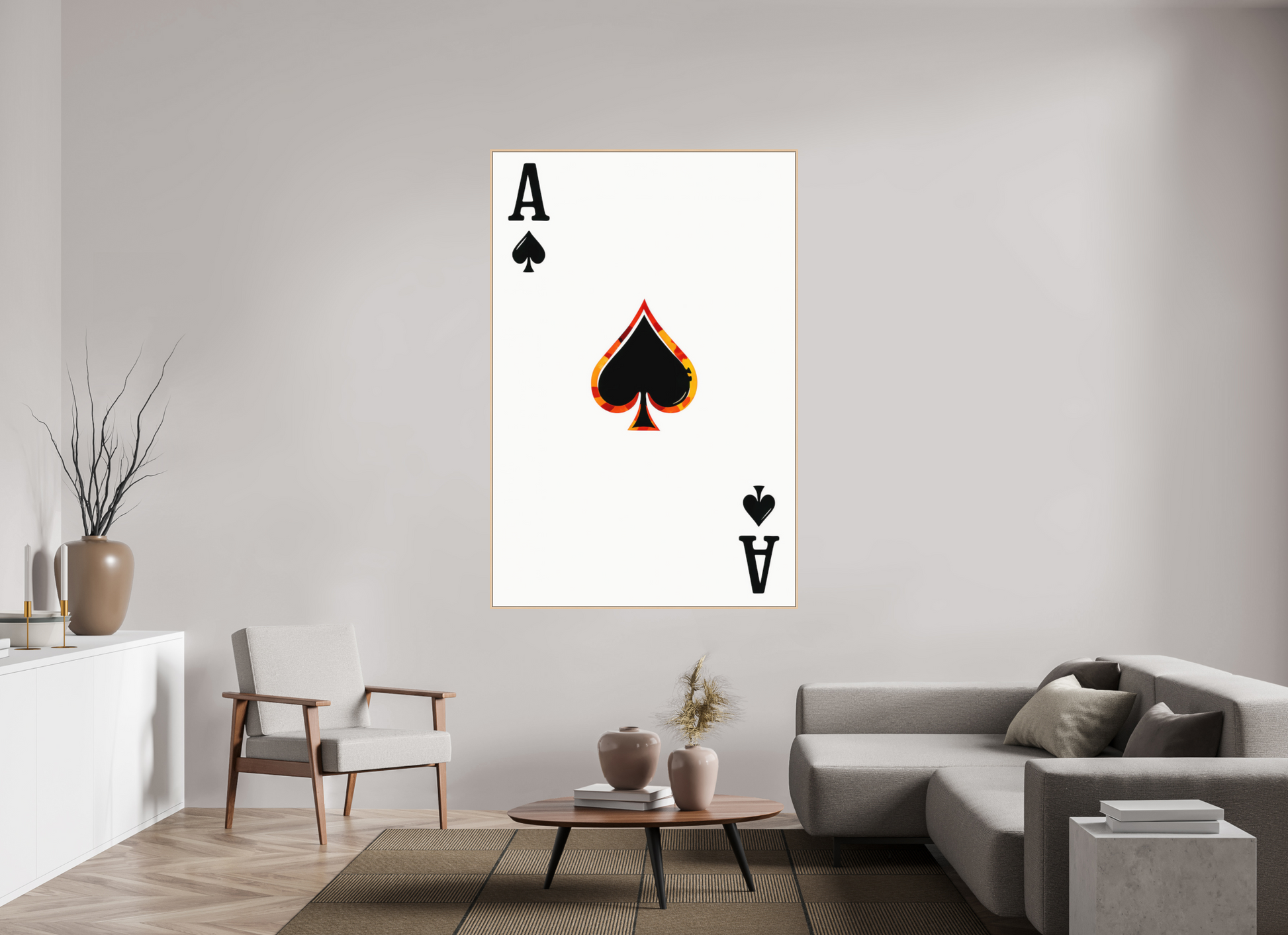 120 x 180 cm, Forex, gerahmt Ahornholz Natur Flame Spade