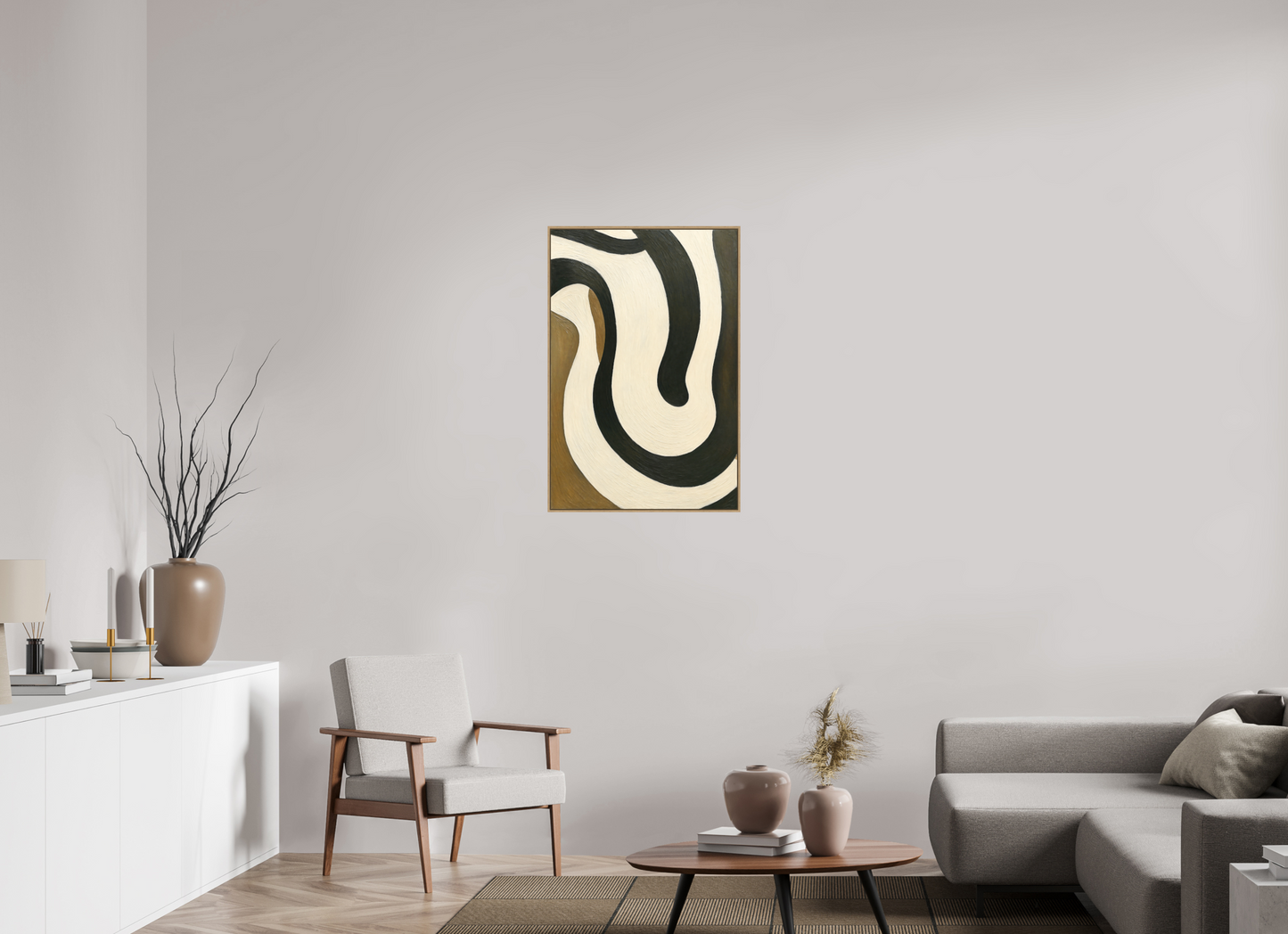 60 x 90 cm, Forex, gerahmt Eichenholz Natur Fluid Accord