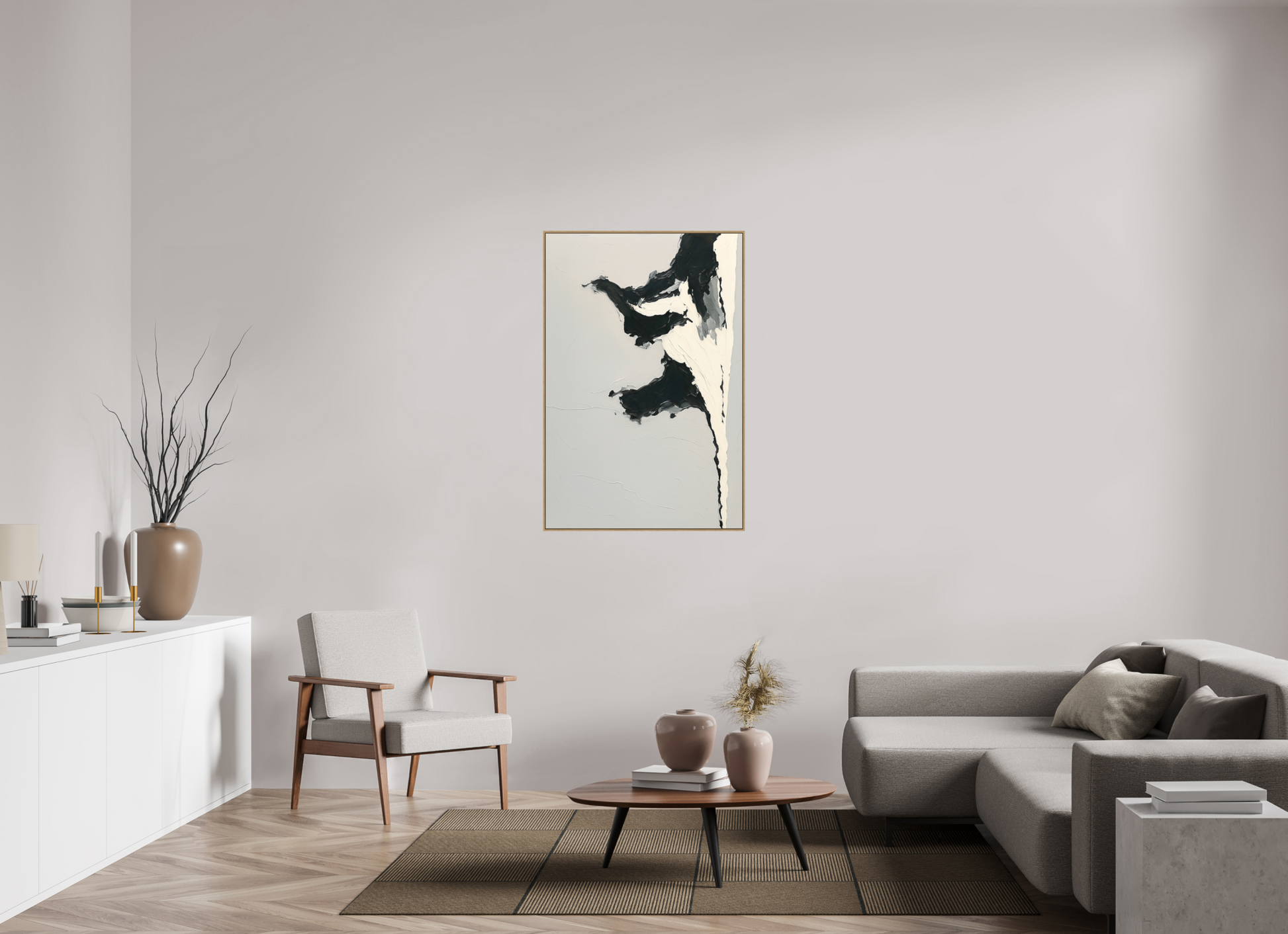 80 x 120 cm, Forex, gerahmt Eichenholz Natur Monochrome Motion