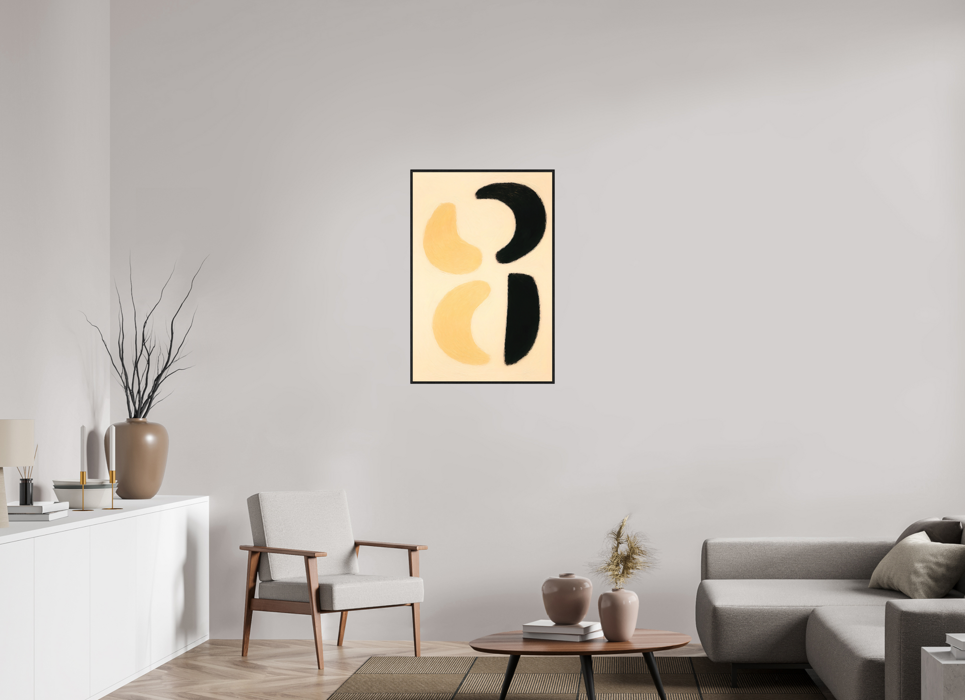 60 x 90 cm, Forex, gerahmt Eichenholz schwarz Lunar Duality