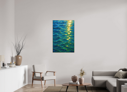 70 x 105 cm, Forex, gerahmt Ahornholz Natur Golden Ripples