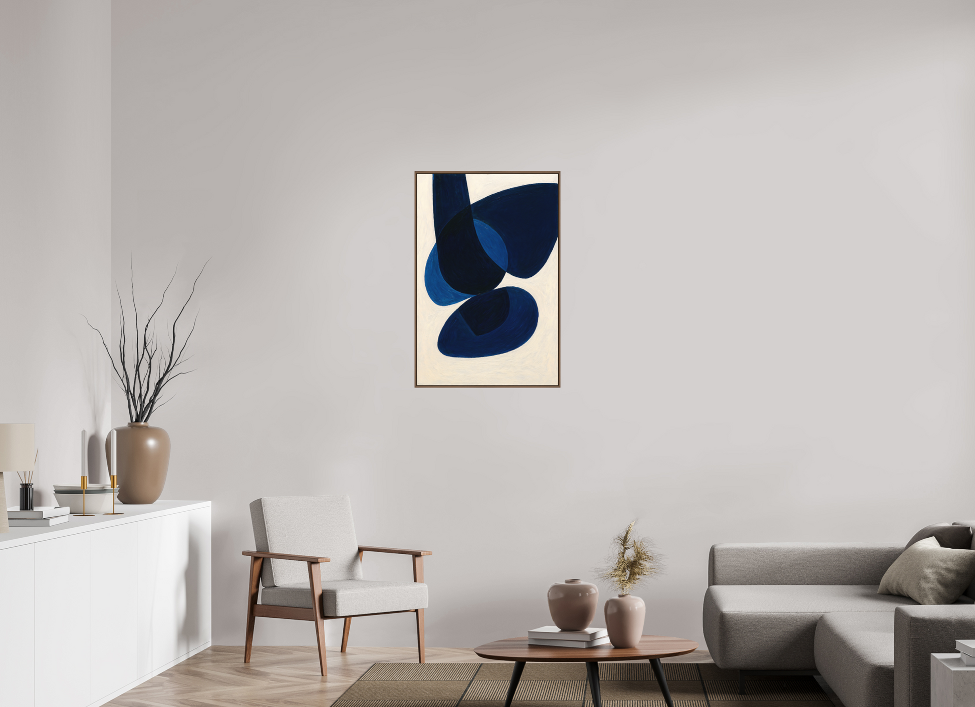 60 x 90 cm, Forex, gerahmt Nussbaumholz Midnight Arc