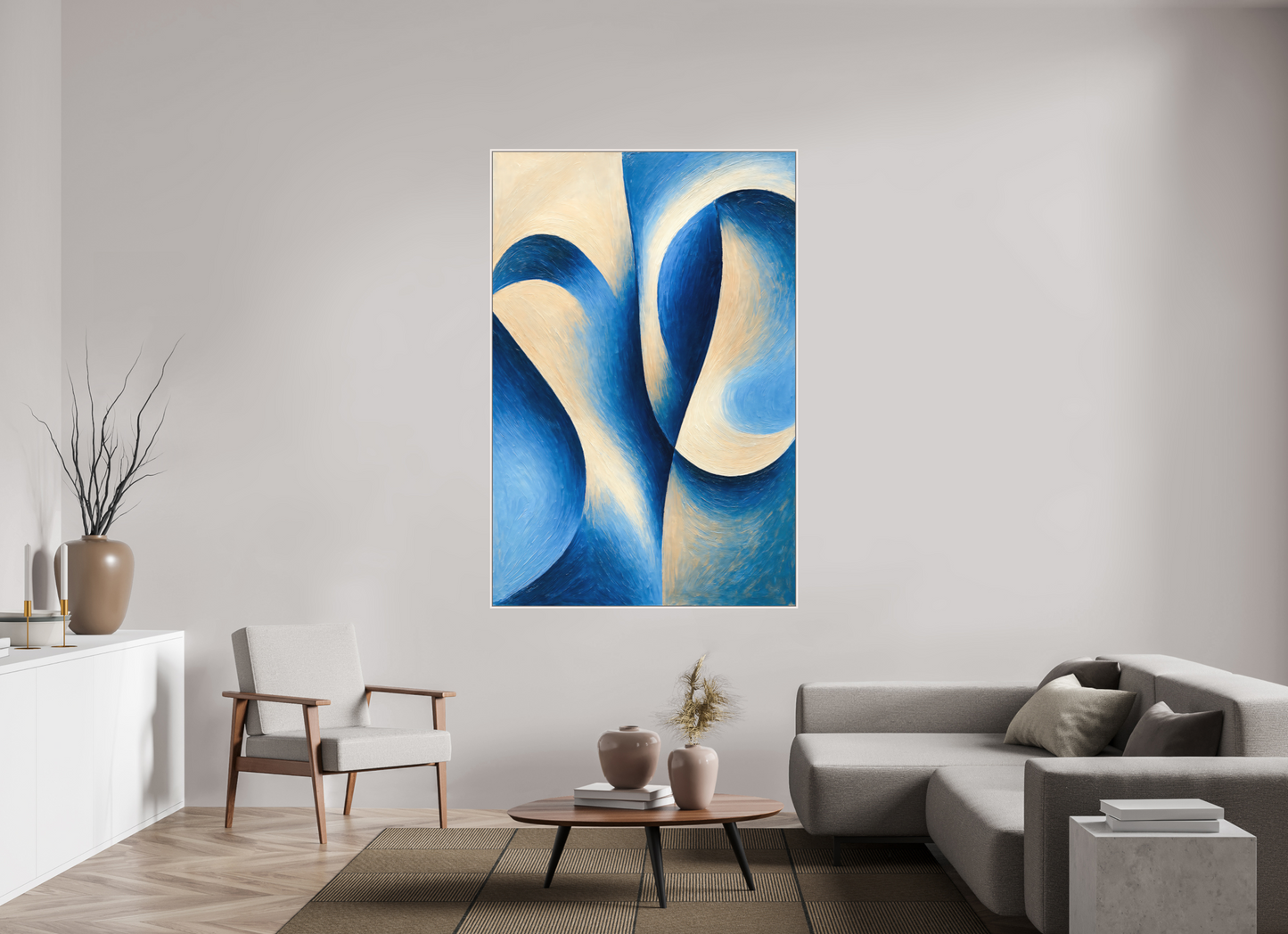 120 x 180 cm, Forex, gerahmt Ahornholz weiß Sapphire Tide