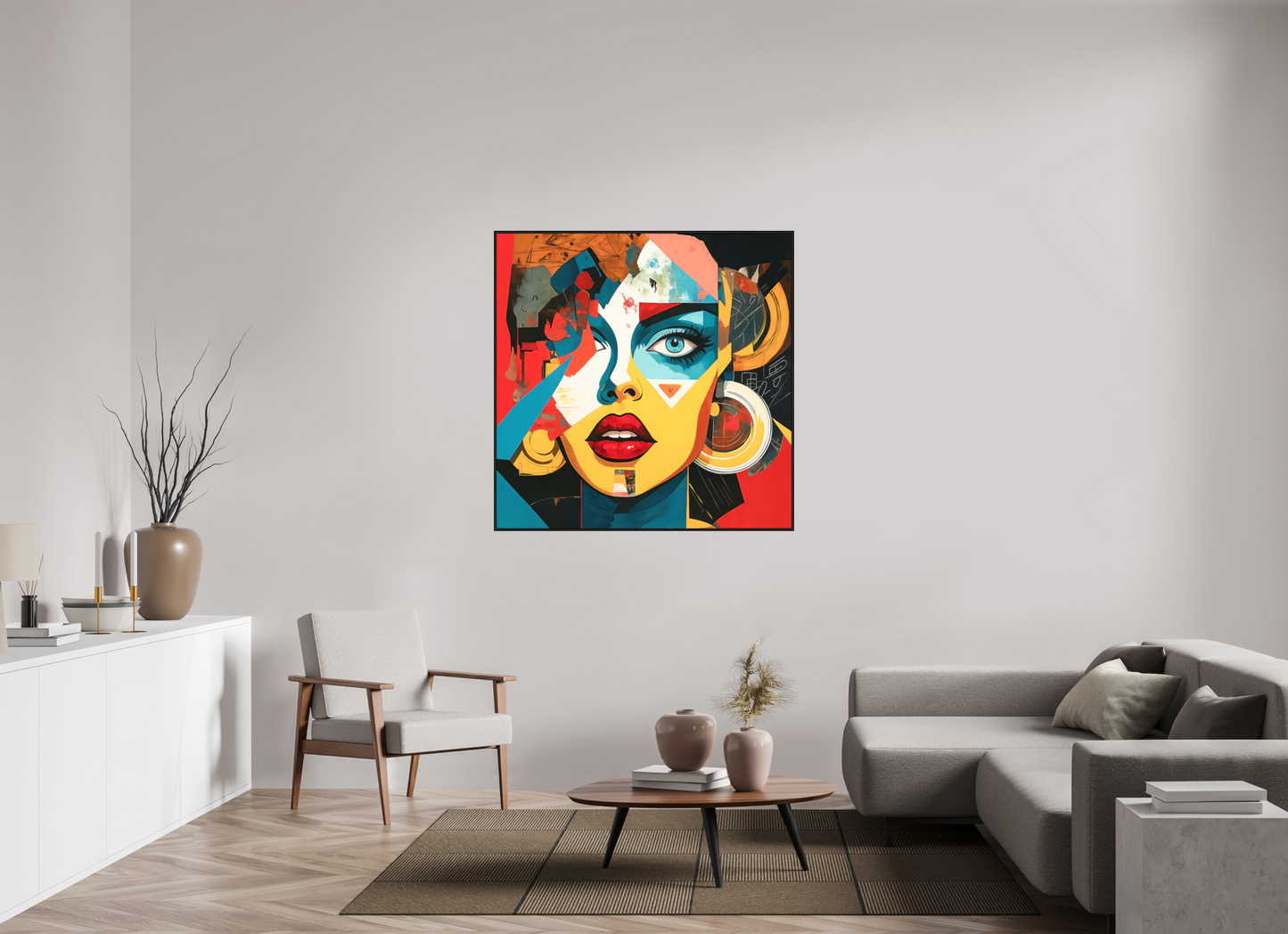 120 x 120 cm, Forex, gerahmt Eichenholz schwarz Chromatic Muse