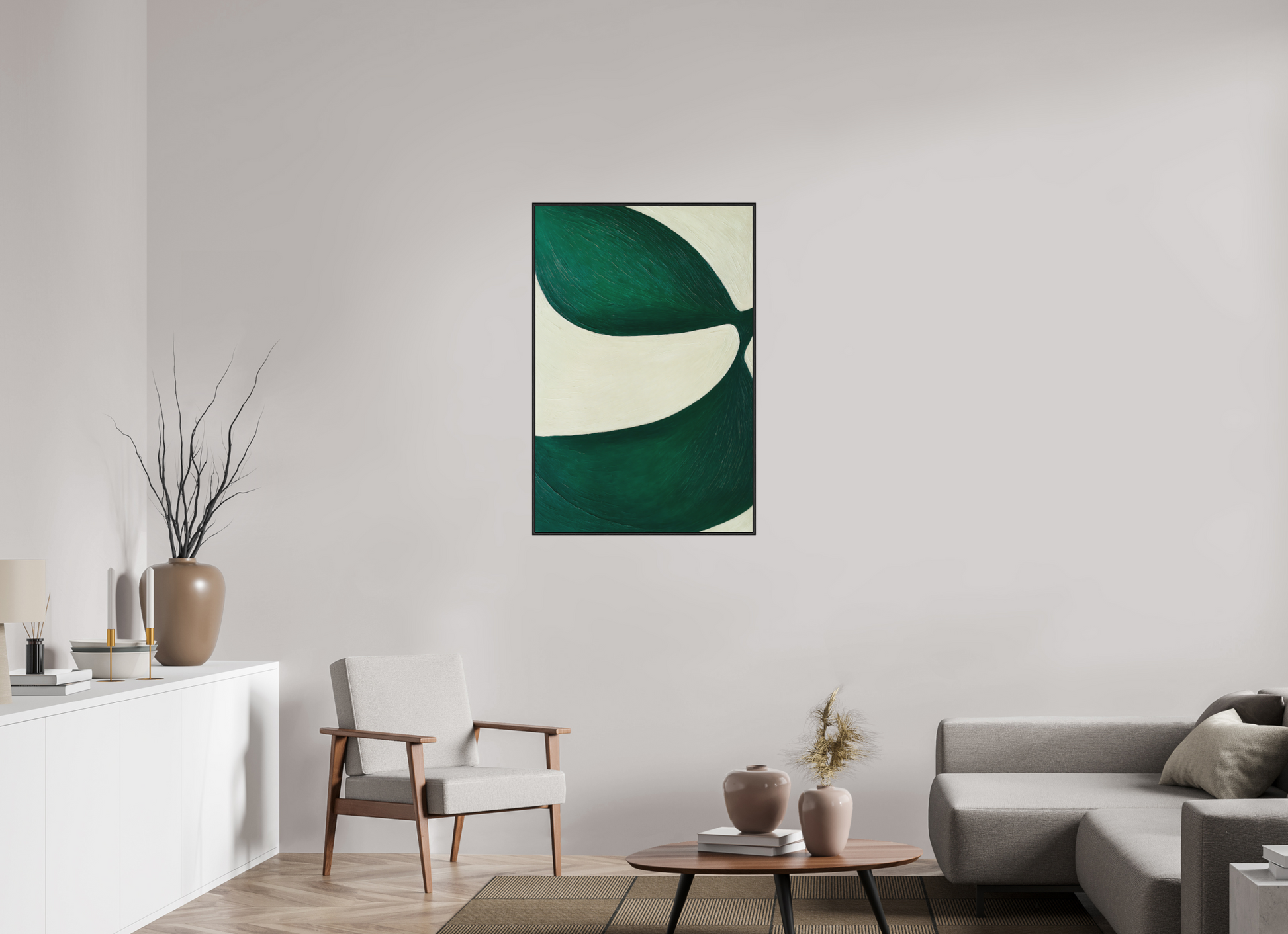 70 x 105 cm, Forex, gerahmt Eichenholz schwarz Leaf Flow