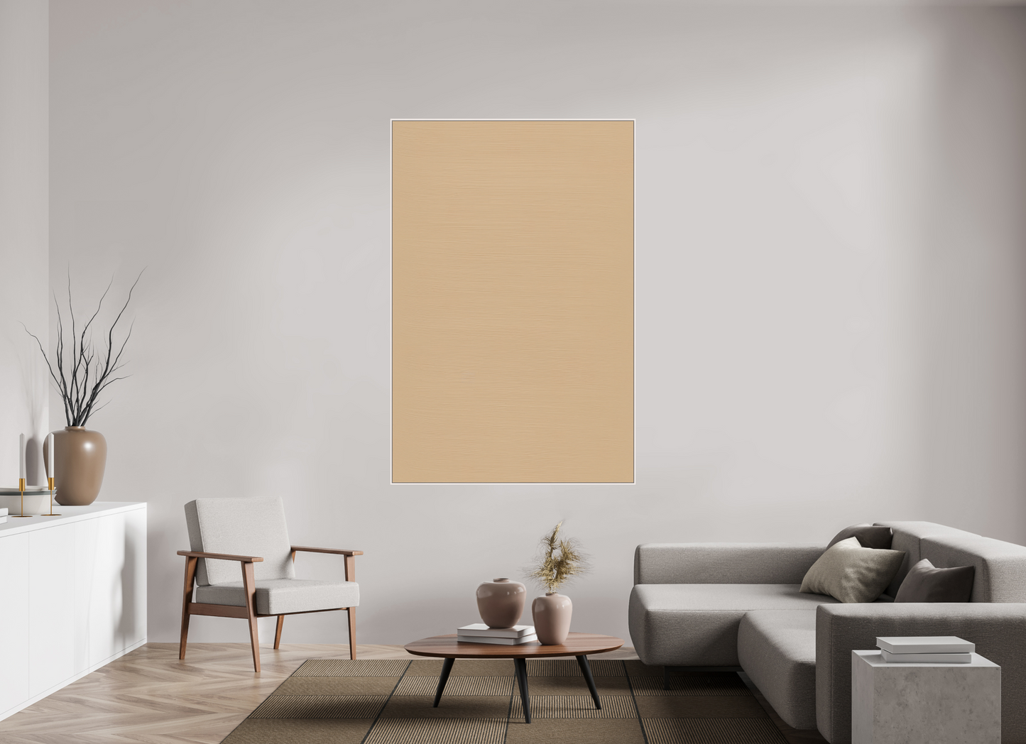 120 x 180 cm, Forex, gerahmt Ahornholz weiß Beige Horizon