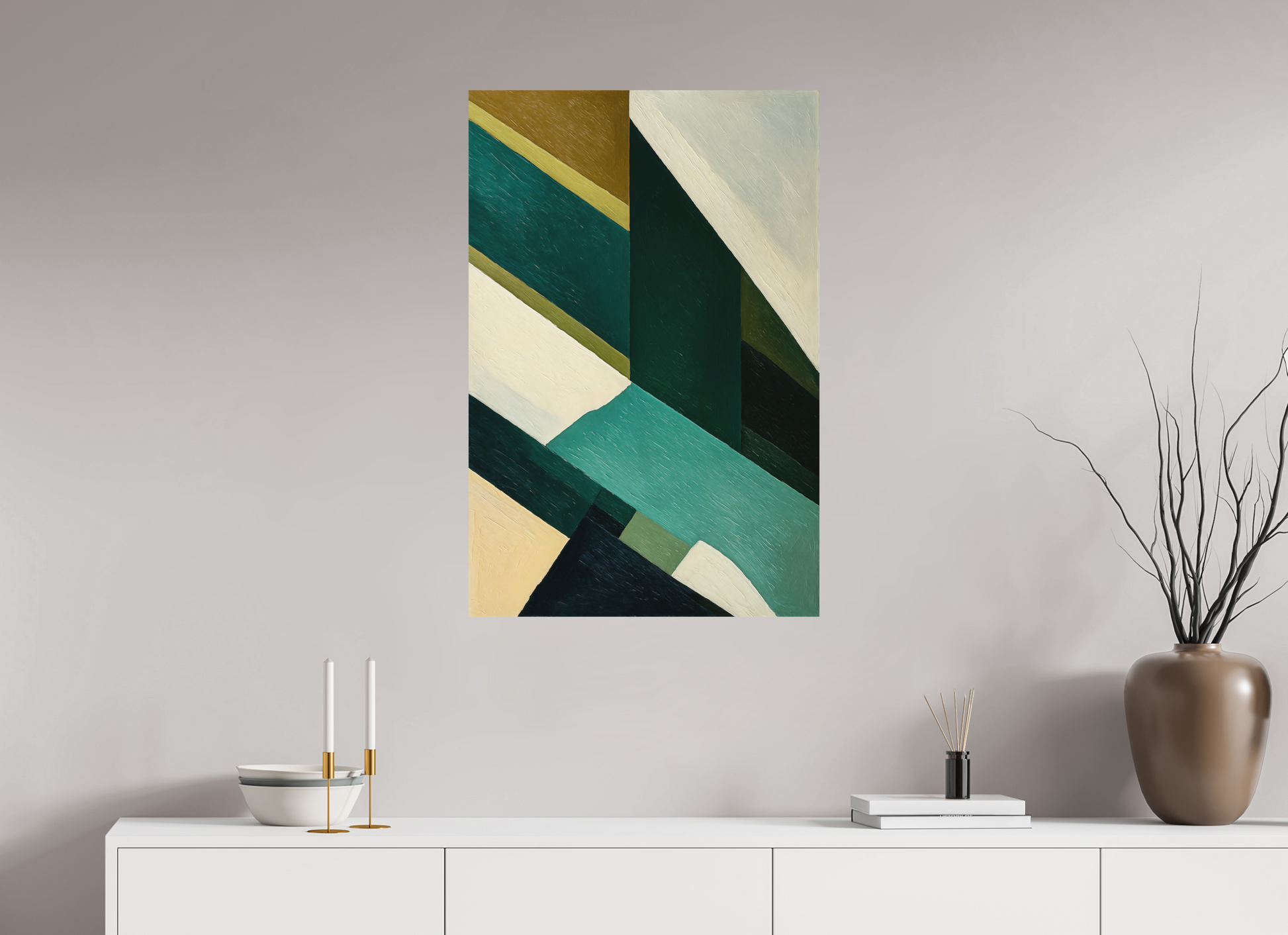 60 x 90 cm, Forex o. Rahmen Emerald Geometry