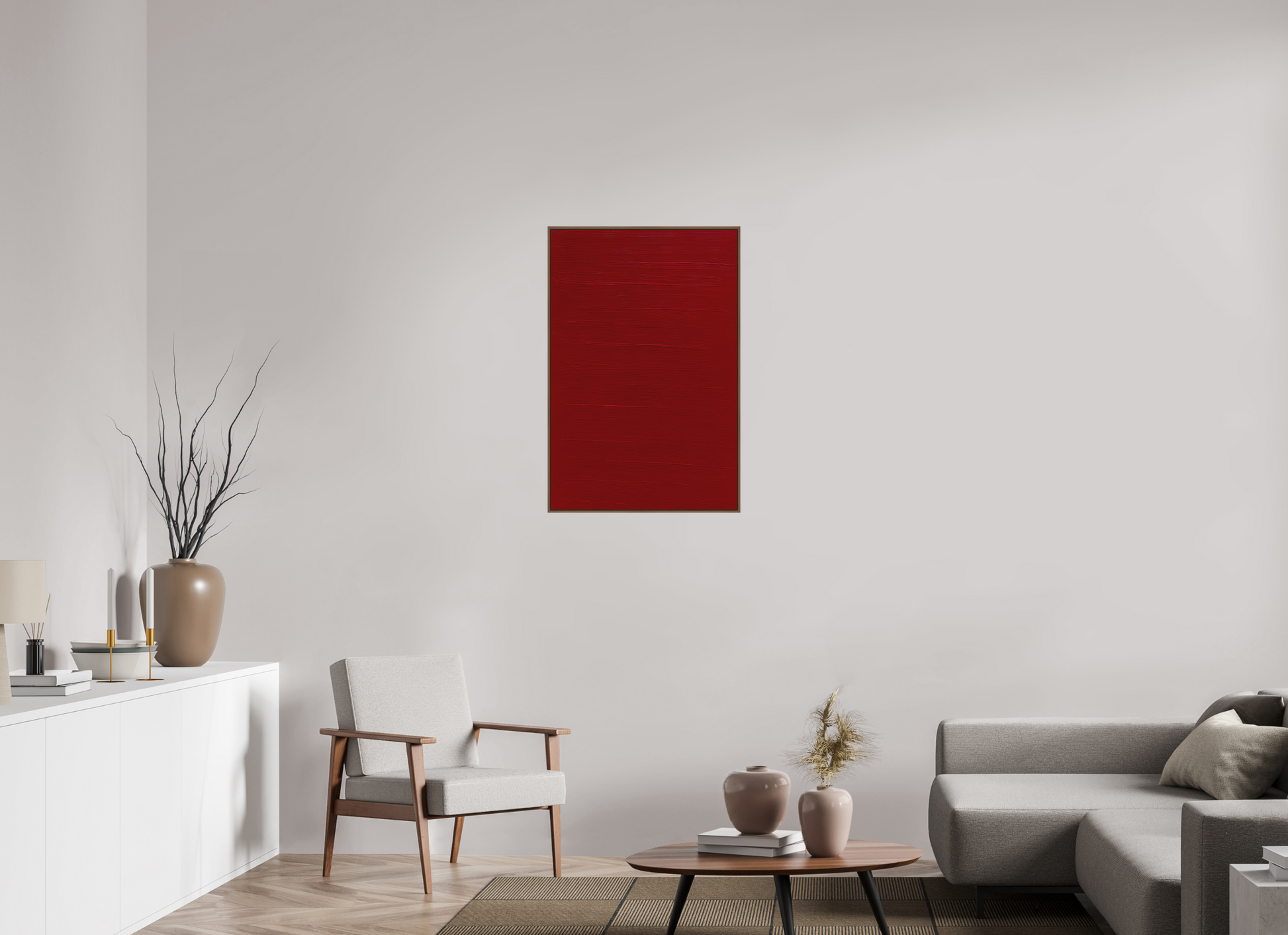 60 x 90 cm, Forex, gerahmt Nussbaumholz Crimson Lineage