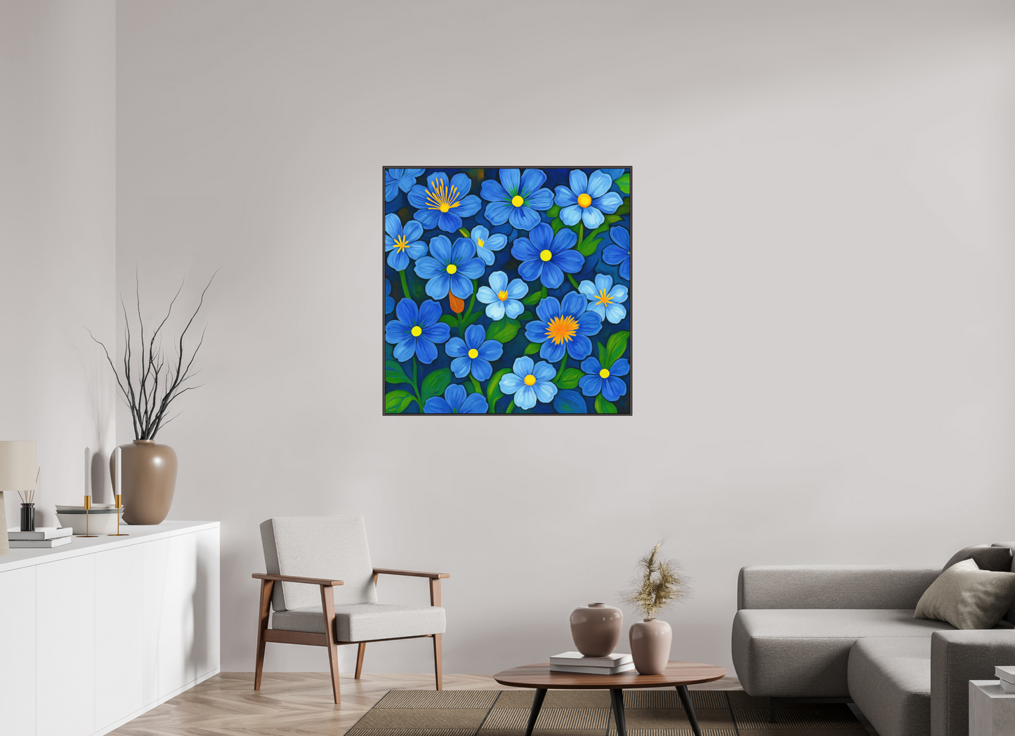 100 x 100 cm, Forex, gerahmt Erlenholz braun Celestial Bloom Cascade