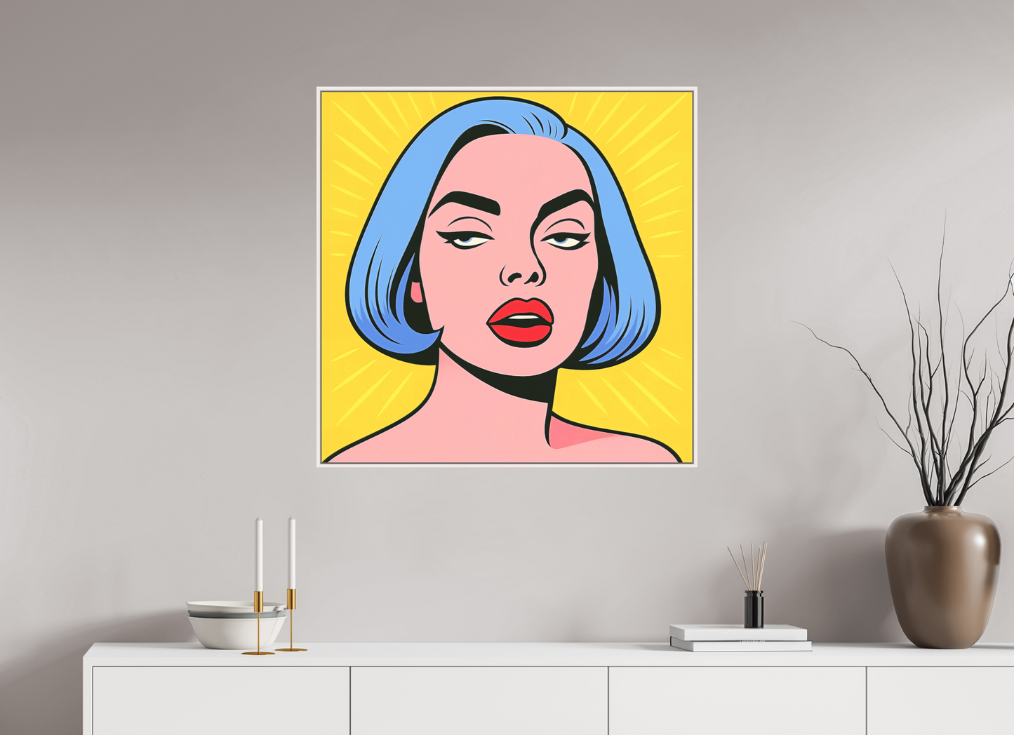 80 x 80 cm, Forex, gerahmt Ahornholz weiß Electric Muse