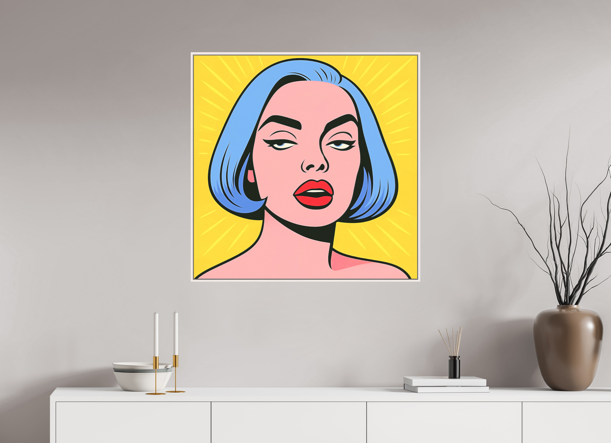 80 x 80 cm, Forex, gerahmt Ahornholz weiß Electric Muse