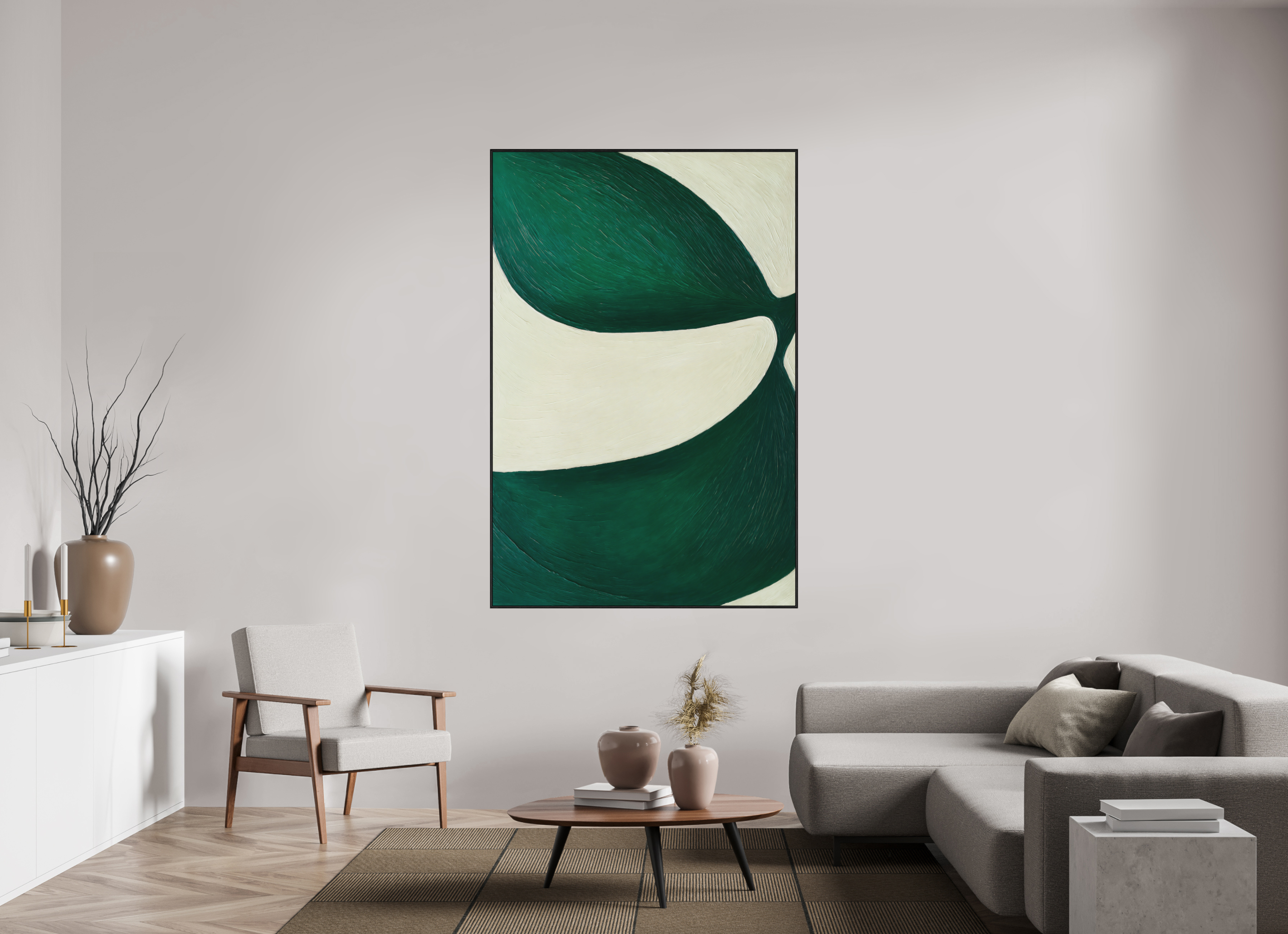 120 x 180 cm, Forex, gerahmt Eichenholz schwarz Leaf Flow