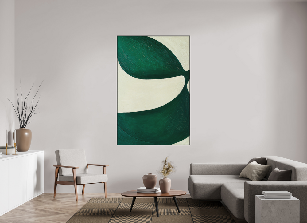 120 x 180 cm, Forex, gerahmt Eichenholz schwarz Leaf Flow