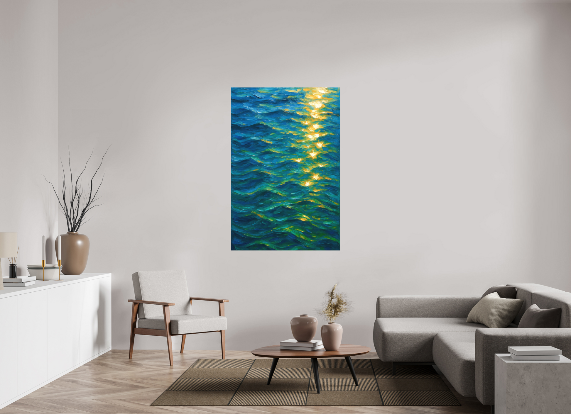 100 x 150 cm, Forex o. Rahmen Golden Ripples