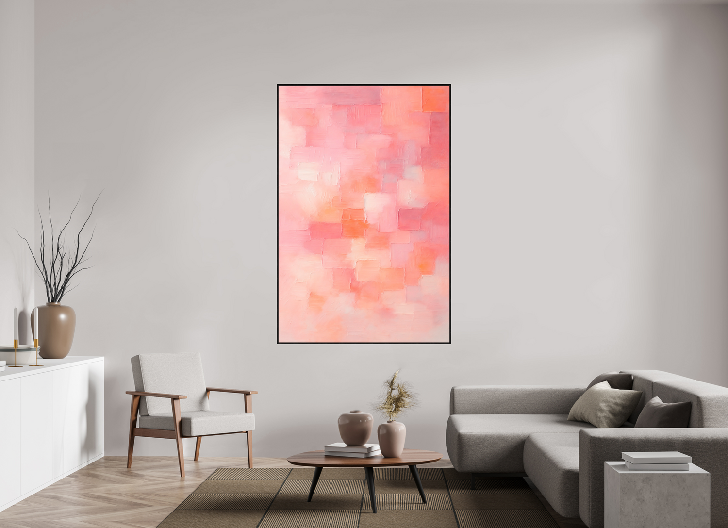 120 x 180 cm, Forex, gerahmt Eichenholz schwarz Sunset Geometry