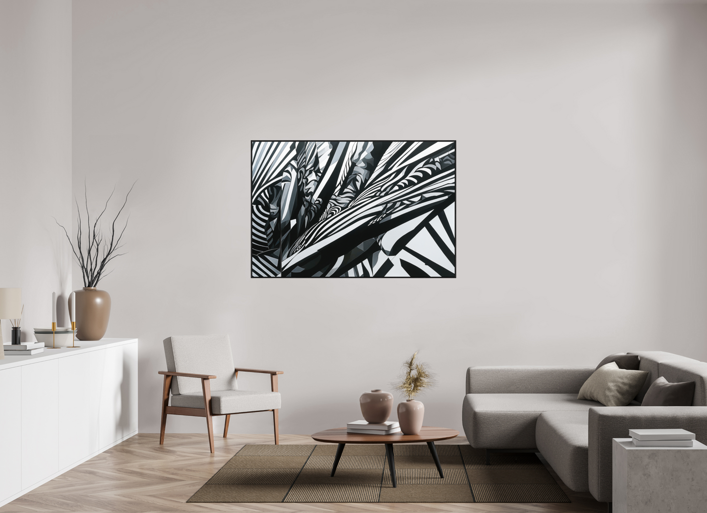 150 x 100 cm, Forex, gerahmt Eichenholz schwarz Obsidian Motion