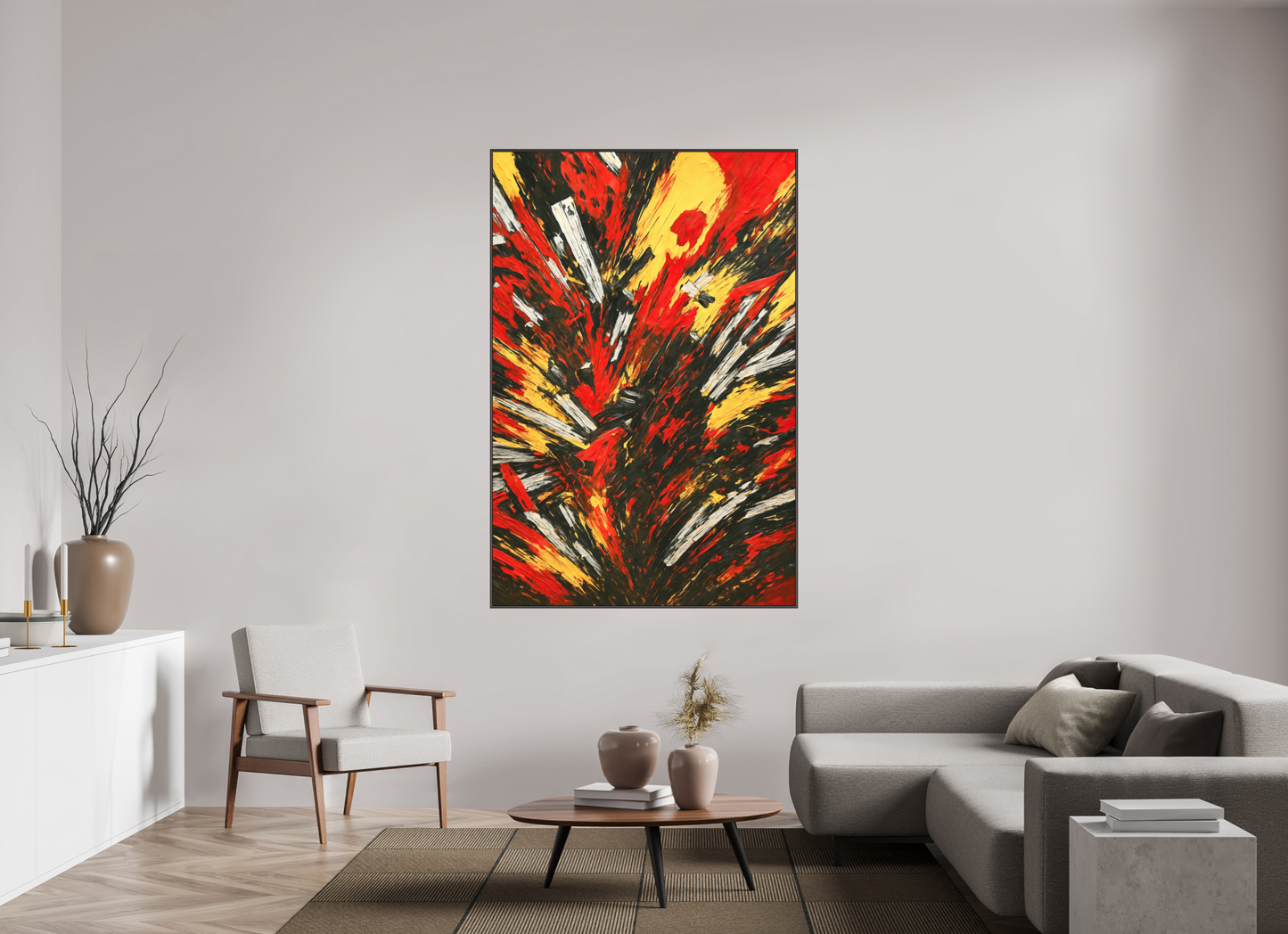 120 x 180 cm, Forex, gerahmt Erlenholz braun Fiery Eruption