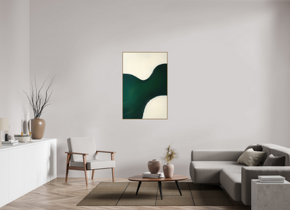 80 x 120 cm, Forex, gerahmt Eichenholz Natur Emerald Flow