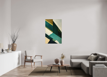 80 x 120 cm, Forex, gerahmt Ahornholz weiß Emerald Geometry