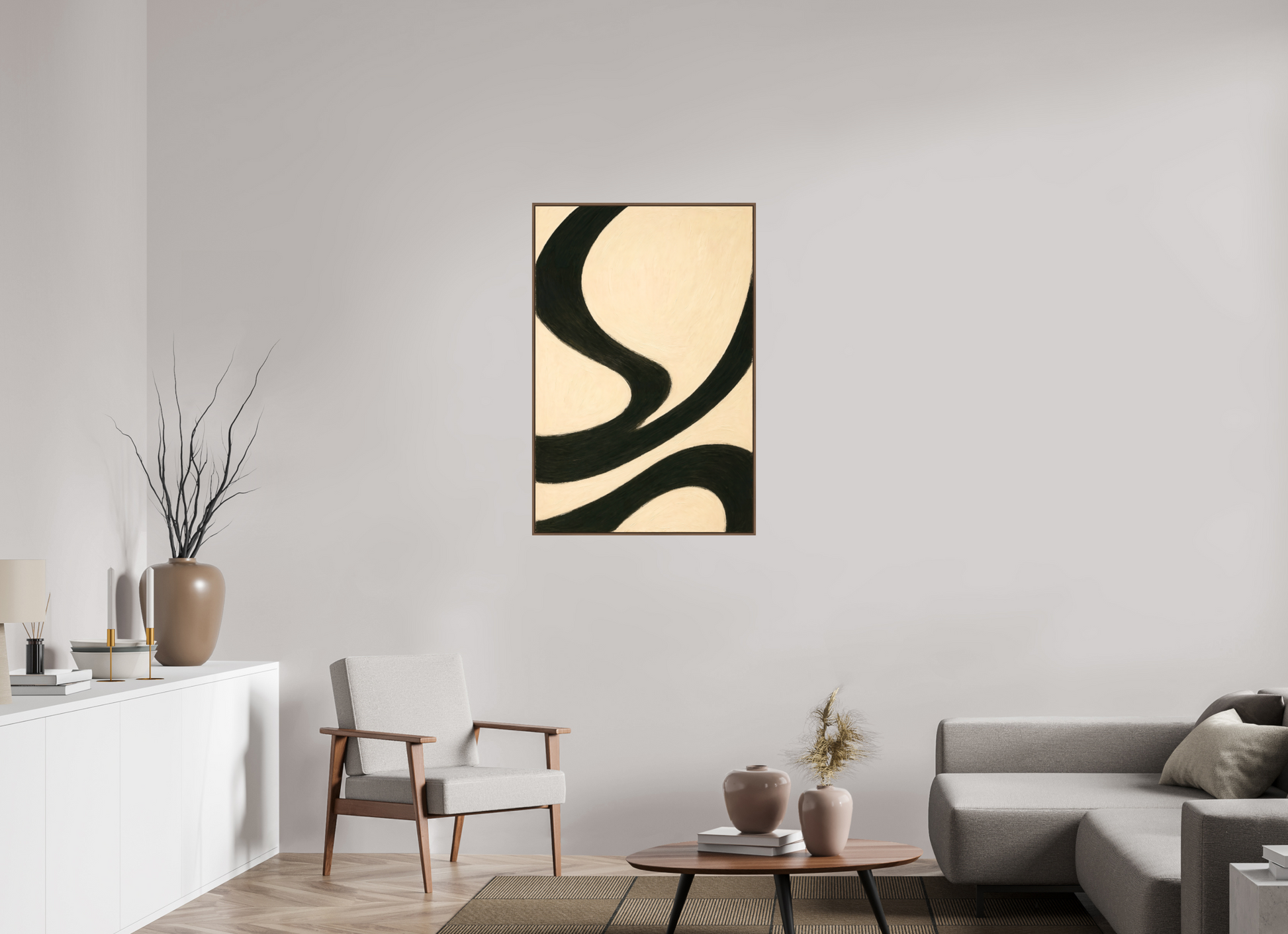 70 x 105 cm, Forex, gerahmt Nussbaumholz Onyx Waveforms