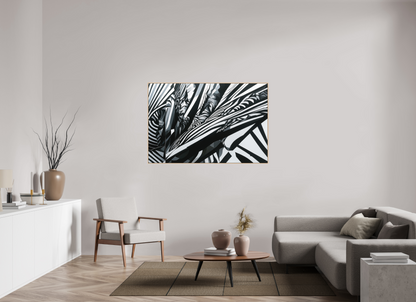 150 x 100 cm, Forex, gerahmt Ahornholz Natur Obsidian Motion