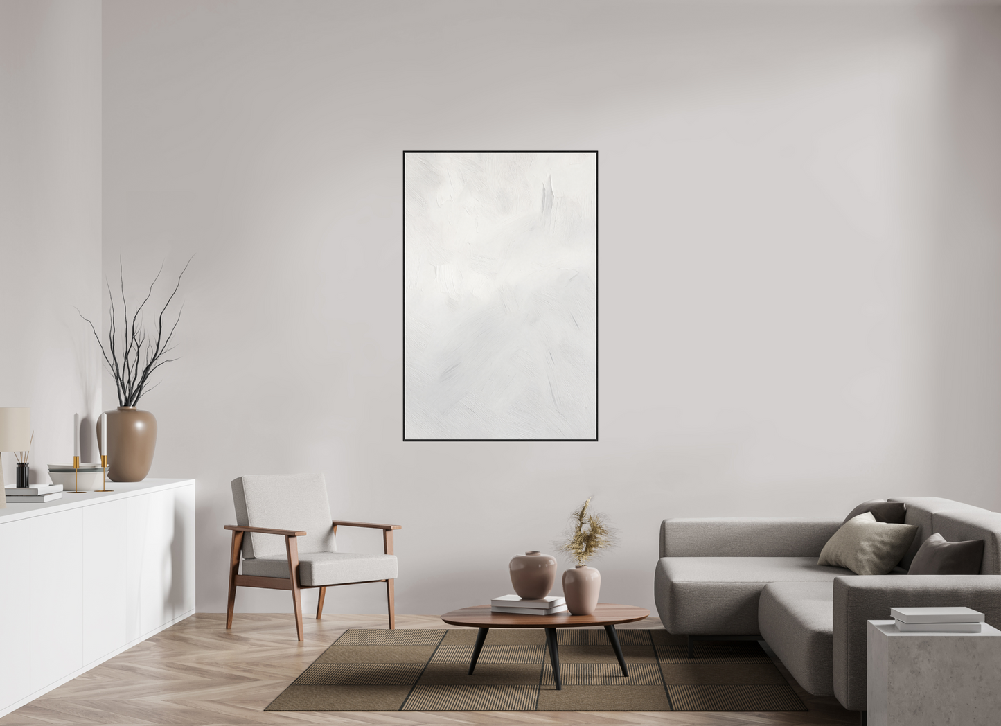 100 x 150 cm, Forex, gerahmt Eichenholz schwarz Silent Texture