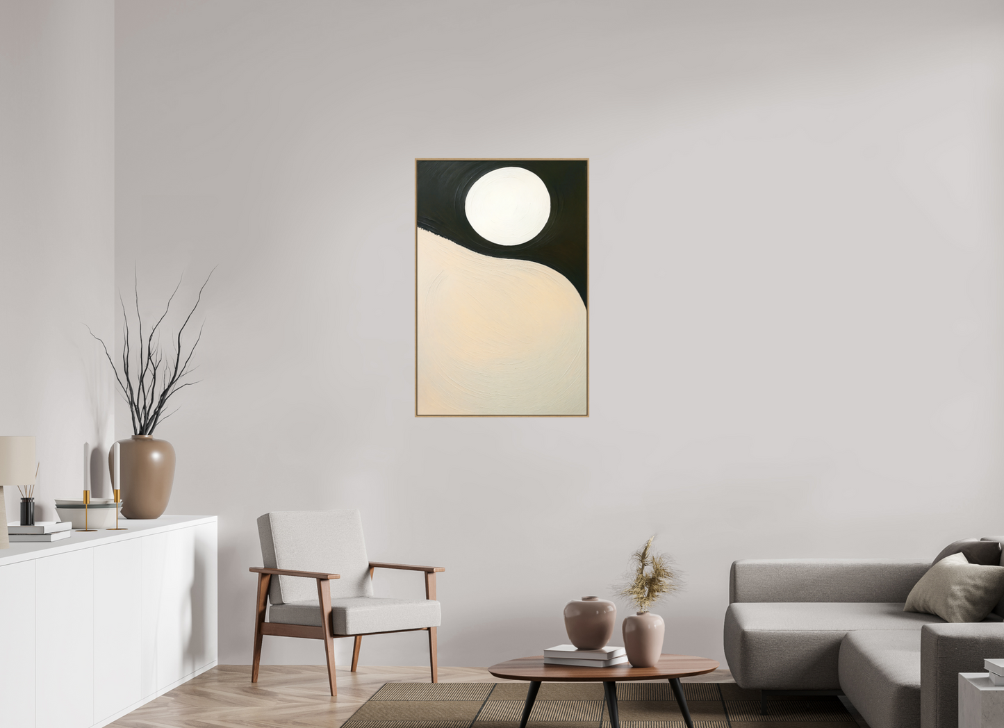 70 x 105 cm, Forex, gerahmt Eichenholz Natur Lunar Balance