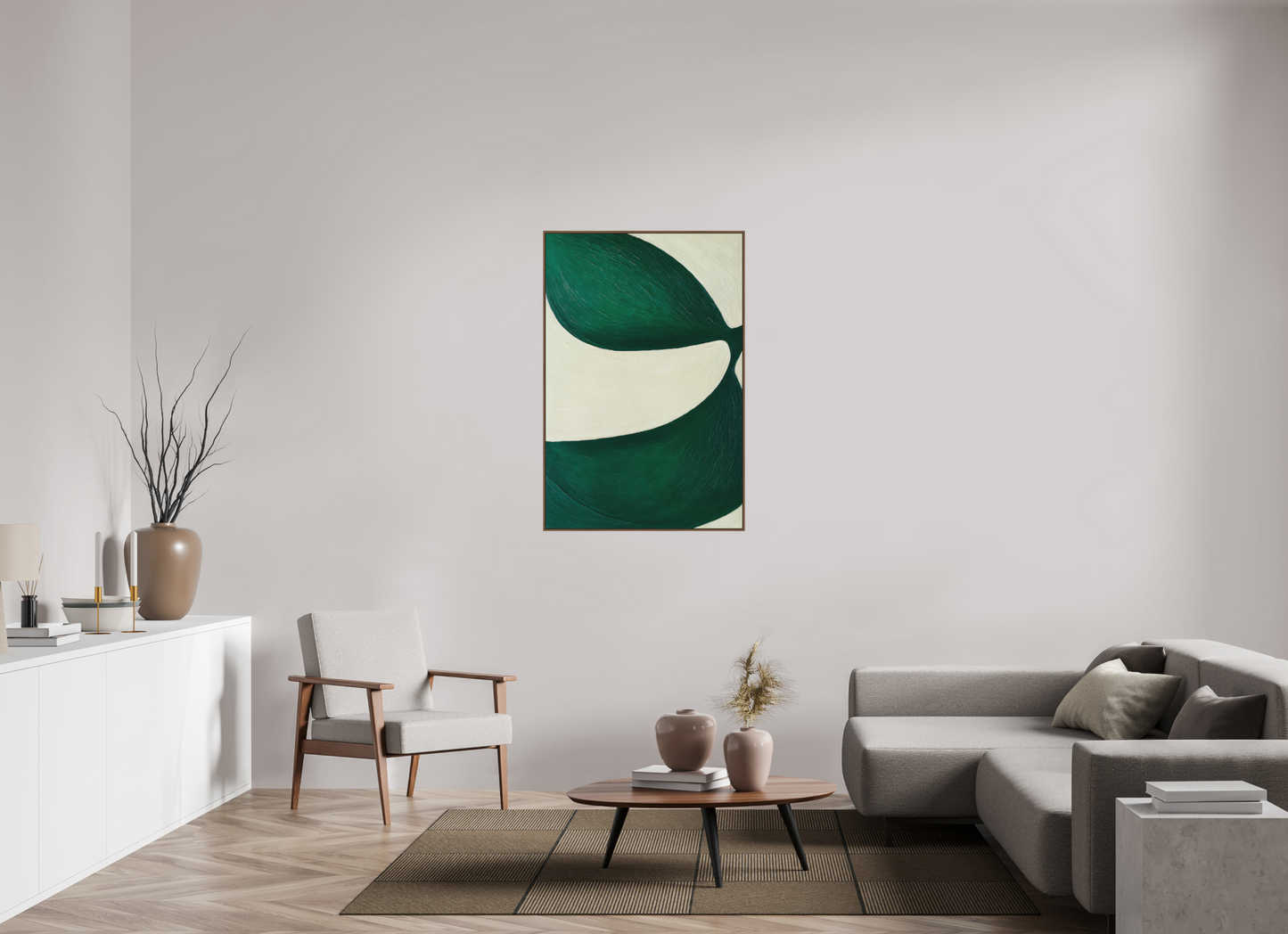 80 x 120 cm, Forex, gerahmt Nussbaumholz Leaf Flow