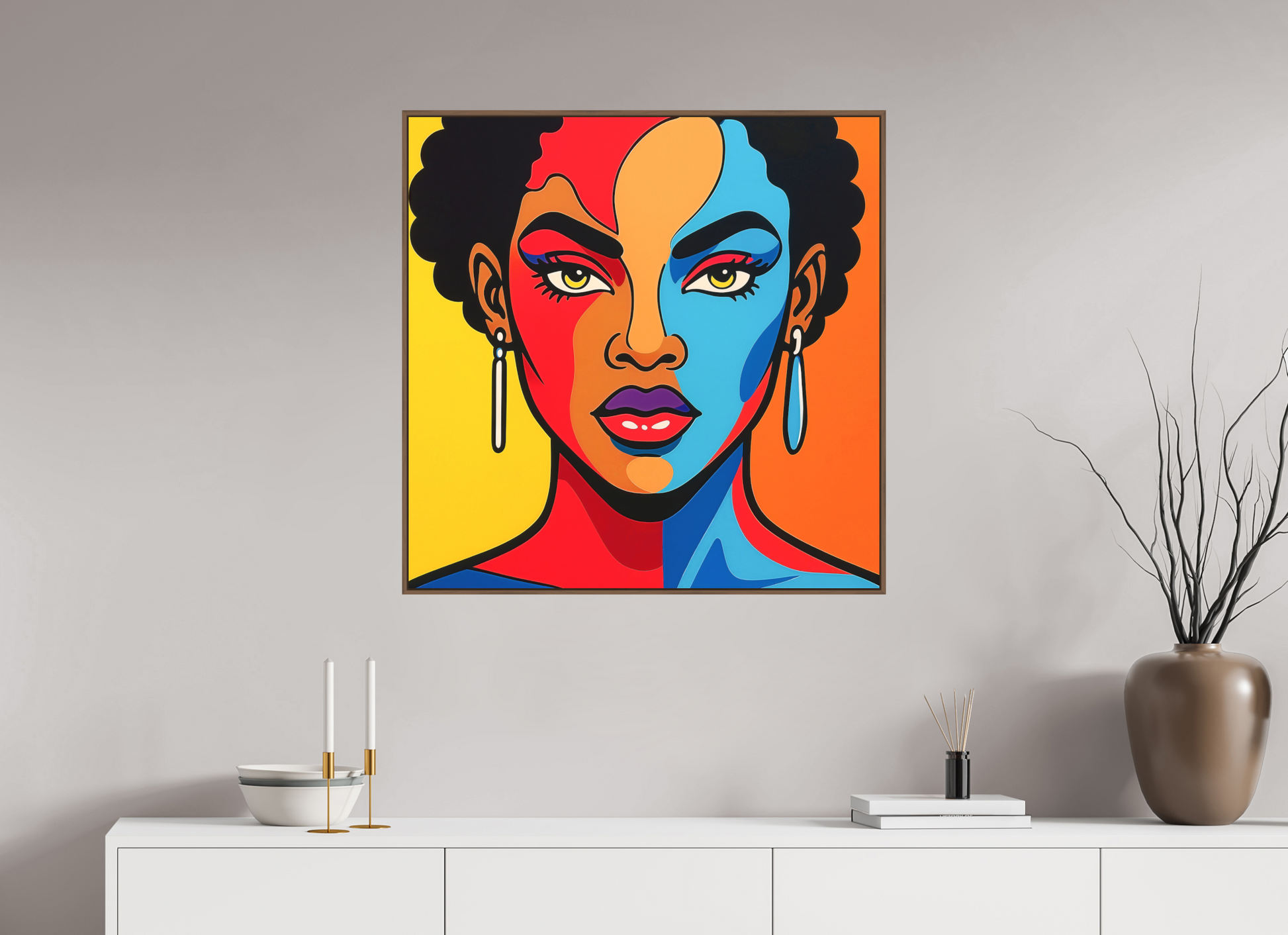 80 x 80 cm, Forex, gerahmt Nussbaumholz Dual Radiance
