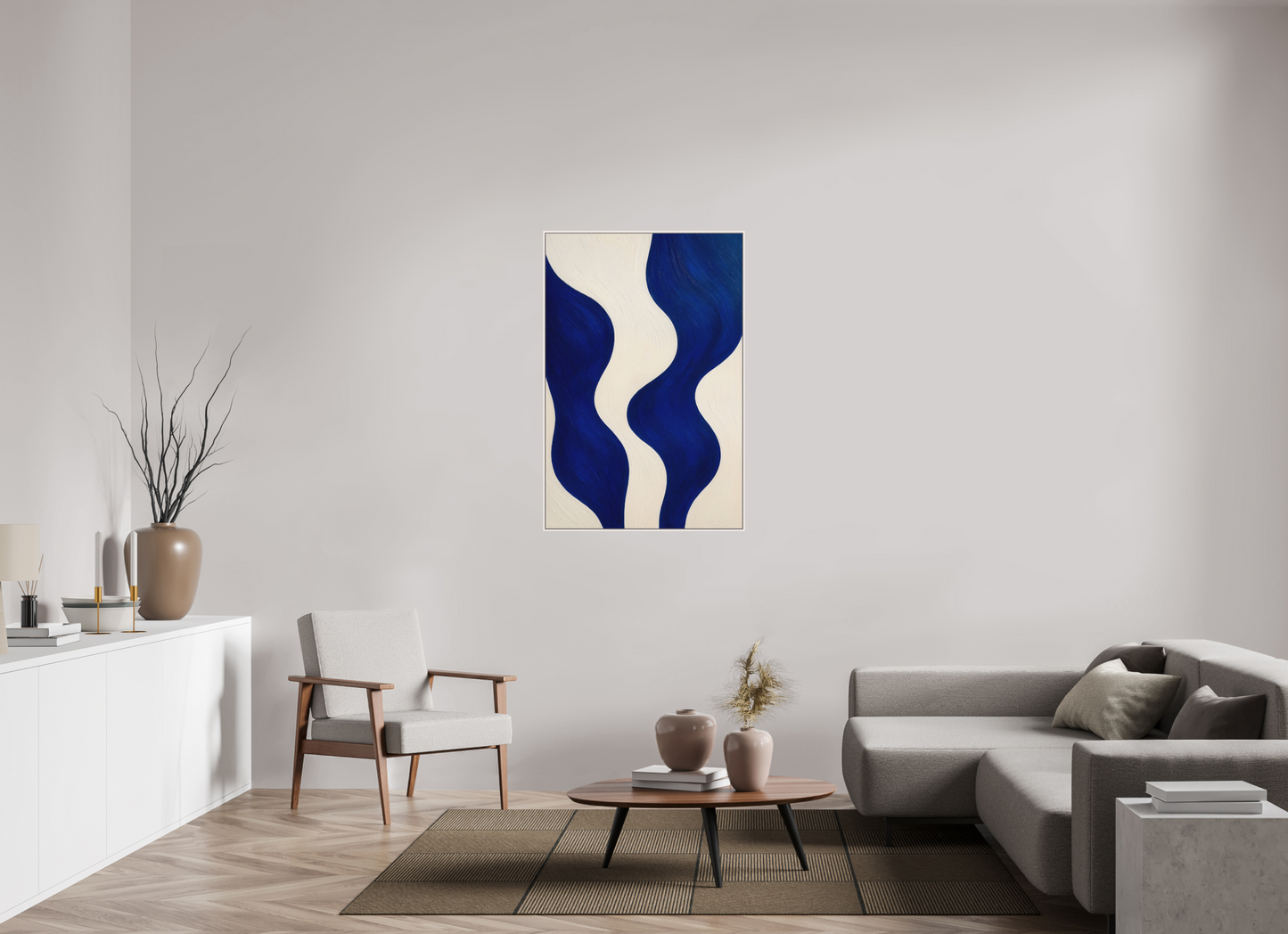 80 x 120 cm, Forex, gerahmt Ahornholz weiß Indigo Tides