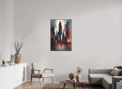 70 x 105 cm, Forex, gerahmt Nussbaumholz Crimson Skyline