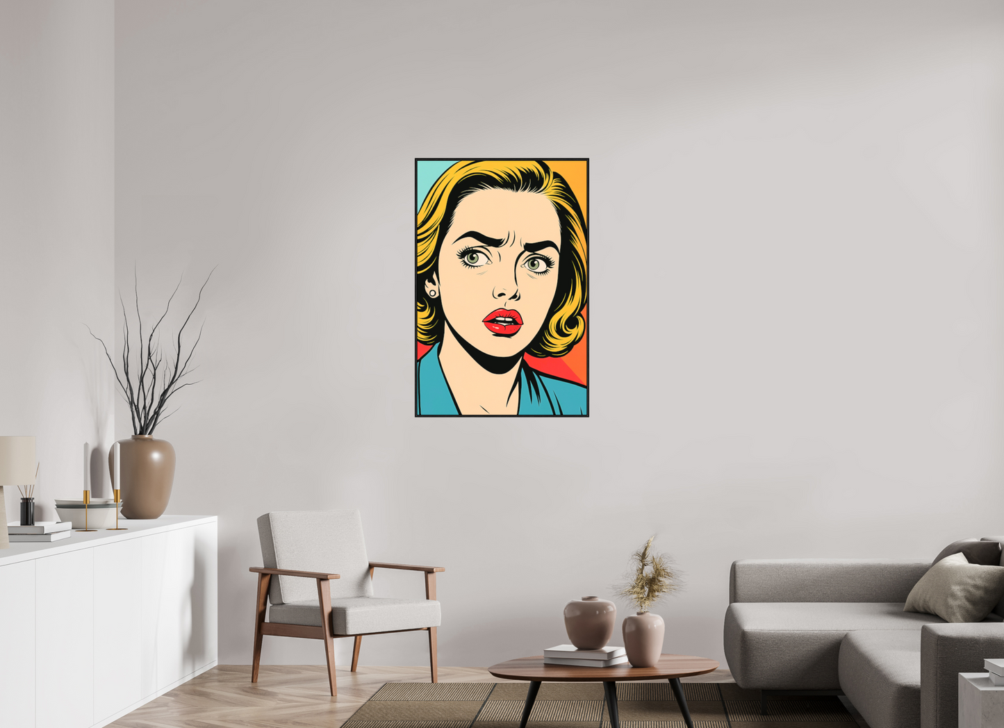 70 x 105 cm, Forex, gerahmt Eichenholz schwarz Teal Shock
