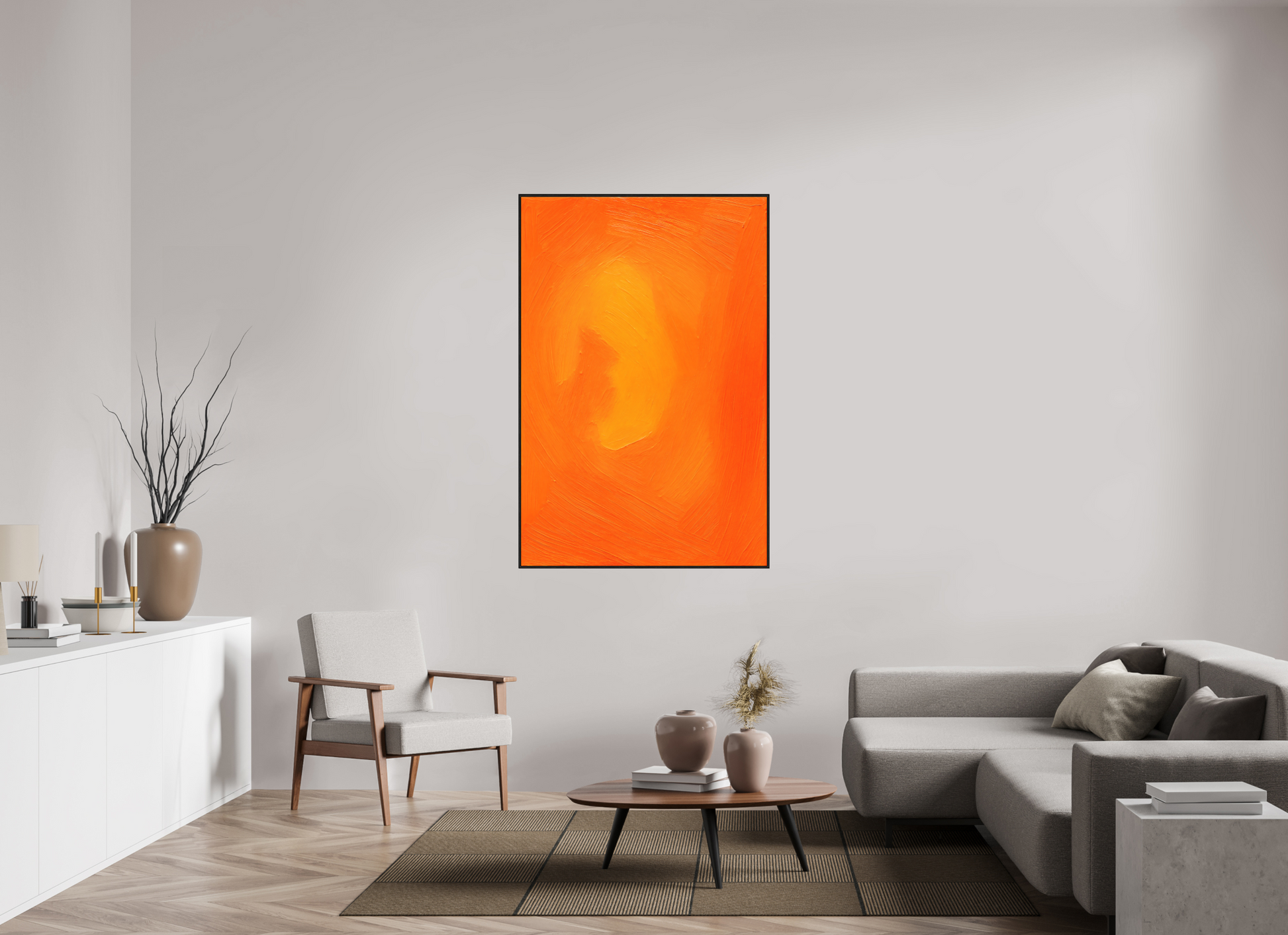 100 x 150 cm, Forex, gerahmt Eichenholz schwarz Amber Flow