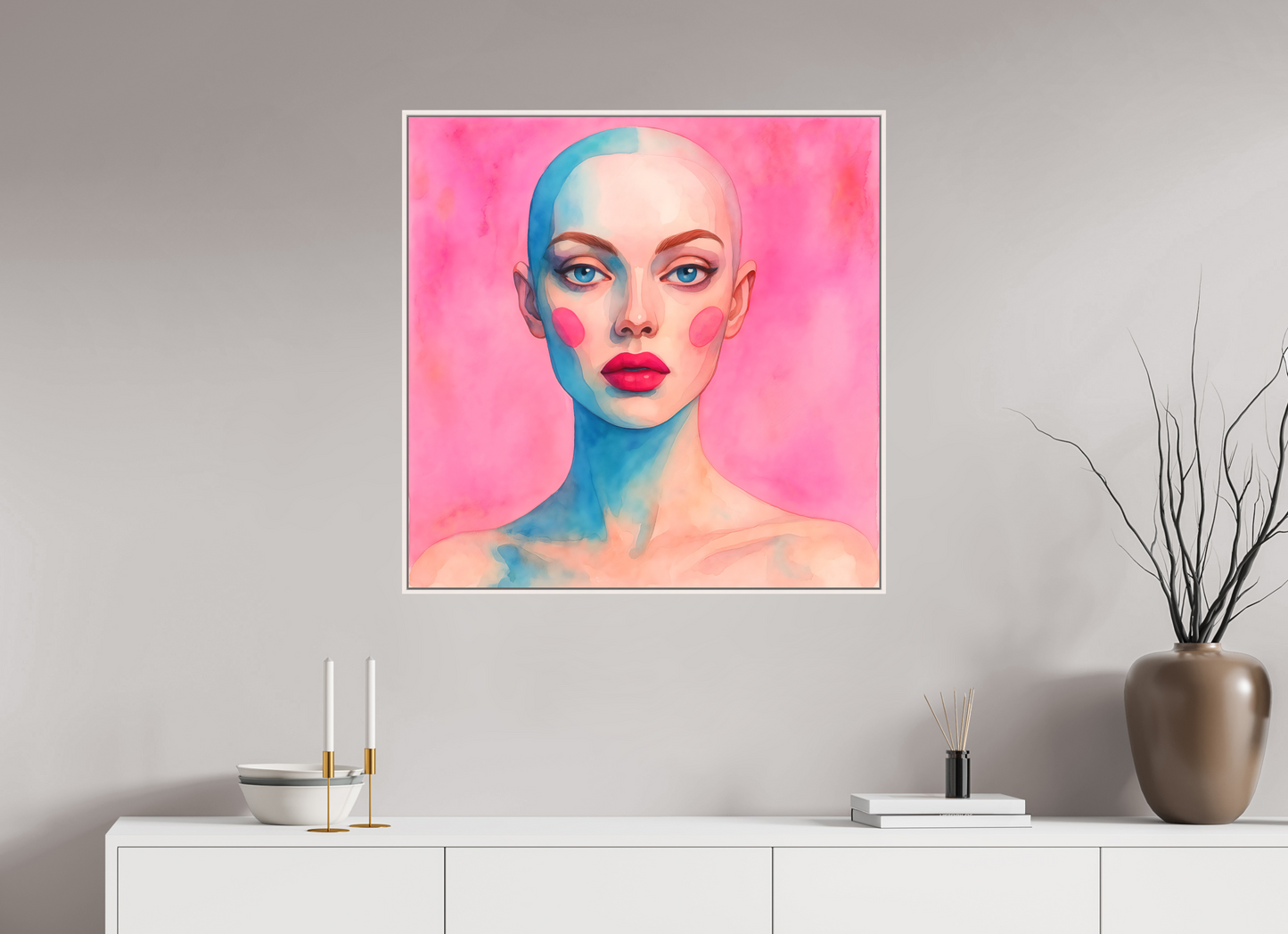 80 x 80 cm, Forex, gerahmt Ahornholz weiß Aurora Gaze