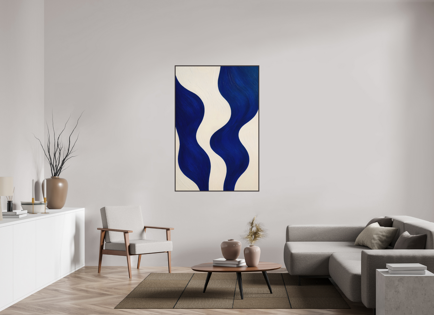 100 x 150 cm, Forex, gerahmt Erlenholz braun Indigo Tides