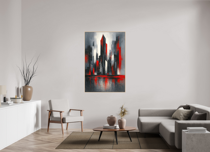 100 x 150 cm, Forex, gerahmt Ahornholz Natur Crimson Skyline